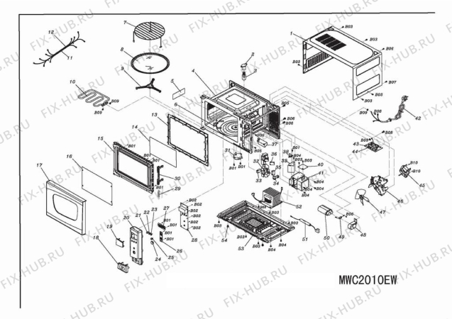 Схема №1 MWC 2010 EW (8970044200) с изображением Микропереключатель для микроволновой печи Beko 9197009076